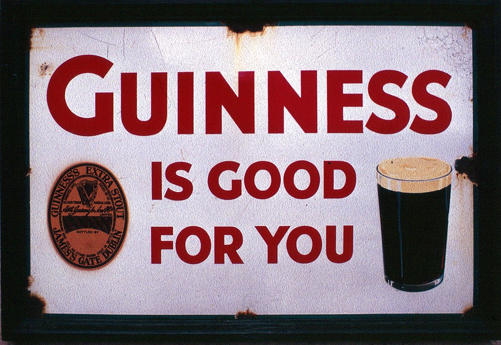 Guinness slogan from the 1920s to the 1960s. Photo by Gerd Eichmann. Guinness slogan from the 1920s to the 1960s. Photo by Gerd Eichmann.