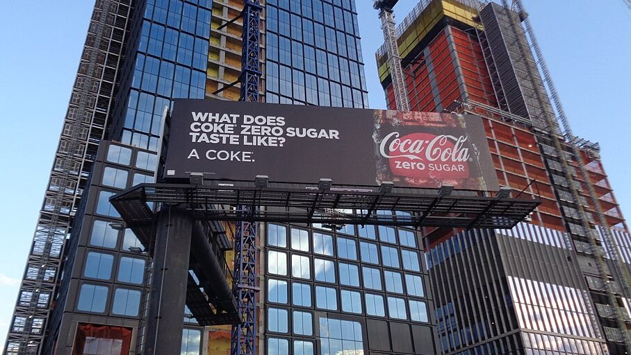 A Coke Zero billboard in Hudson Yards, Manhattan in 2017. Photo by Tdorante10. A Coke Zero billboard in Hudson Yards, Manhattan in 2017. Photo by Tdorante10.