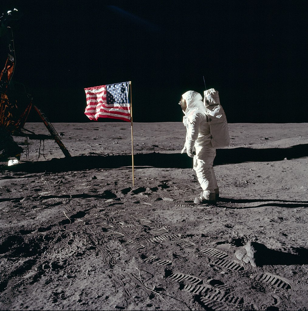 Buzz Aldrin salutes the U.S flag on the Moon. Mission Apollo 11. Public domain. Buzz Aldrin salutes the U.S flag on the Moon. Mission Apollo 11. Public domain.
