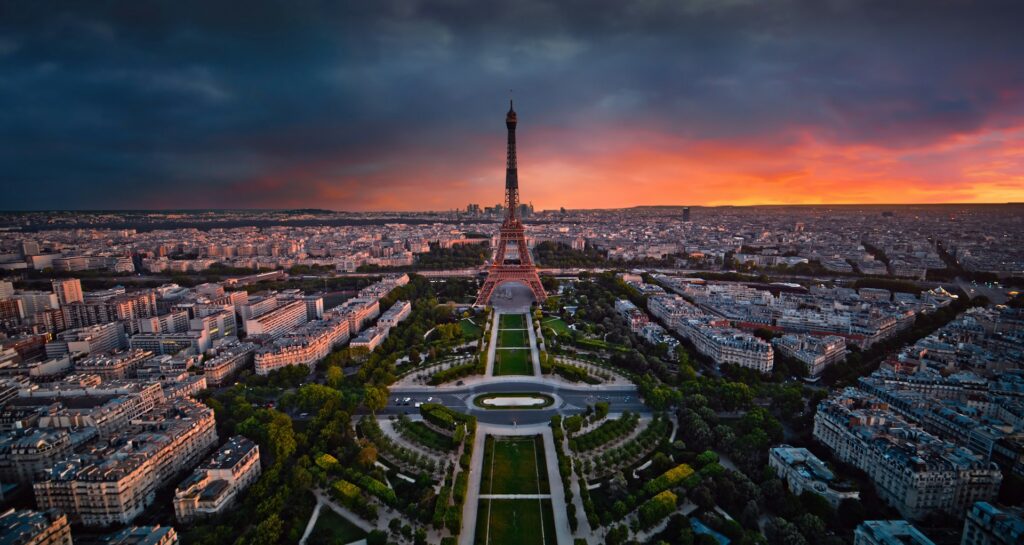 Eiffel Tower visitor guide: Drone aerial shot of Eiffel Tower garden, Champ de Mars, Paris, France. Photo by Timelab. Eiffel Tower visitor guide: Drone aerial shot of Eiffel Tower garden, Champ de Mars, Paris, France. Photo by Timelab.