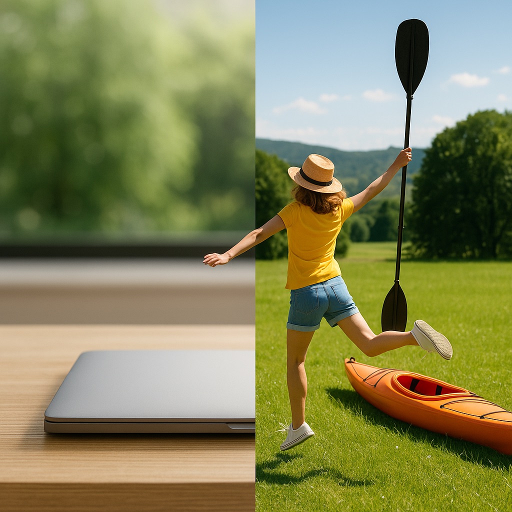Summer work-life balance: transitioning from work to personal time. Summer work-life balance: transitioning from work to personal time.
