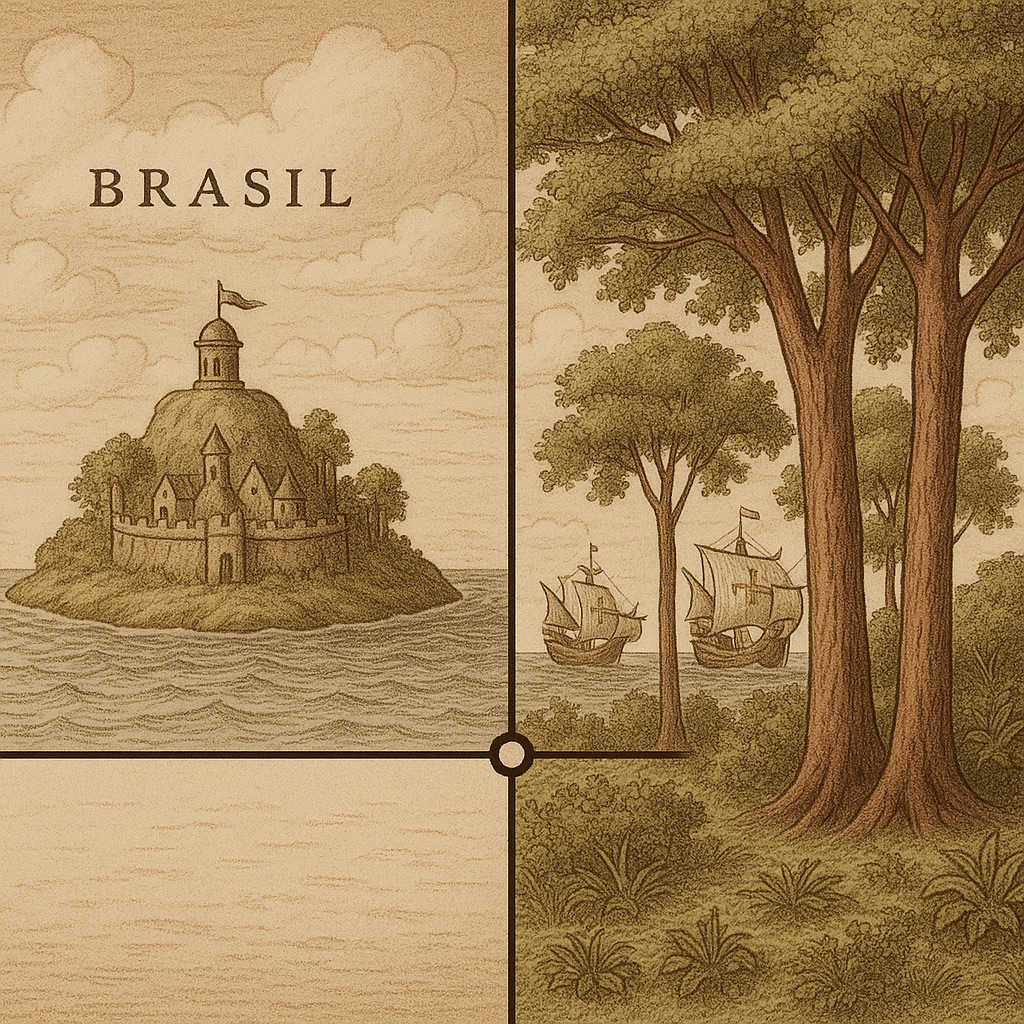 Visual comparison of the mythical Irish Brasil and Brazilian brazilwood connection. Visual comparison of the mythical Irish Brasil and Brazilian brazilwood connection.