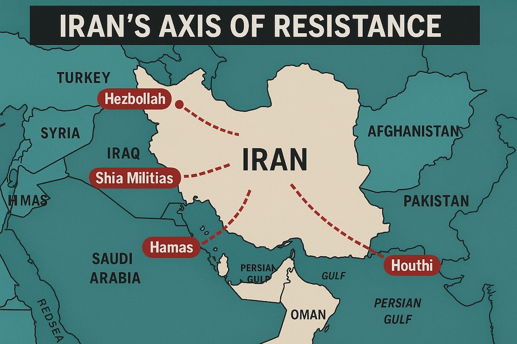 Iran's Axis of Resistance regional network visualization. Iran's Axis of Resistance regional network visualization.